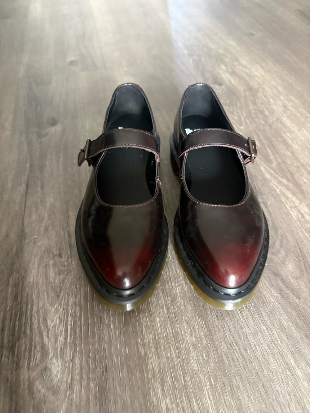 Dr. Martens Women's Burgundy Mary Jane Platform Loafers - Picture 3 of 5